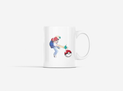 Ash touching Pokeball - Printed animated creature Mug