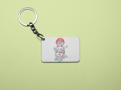 Kitsune mask - Printed acrylic animated Keychain(Pack Of 2)