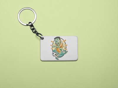 Green man kicking - Printed acrylic animated Keychain(Pack Of 2)