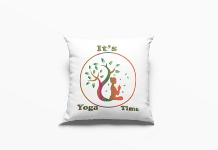 It's Yoga time Brown & Green Text -Printed Pillow Covers(Pack Of 2)