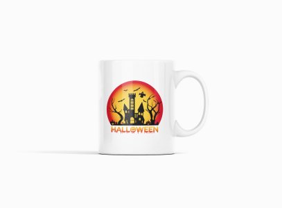 Halloween, Semi circle-Flying Bats -Halloween Themed Printed Coffee Mugs