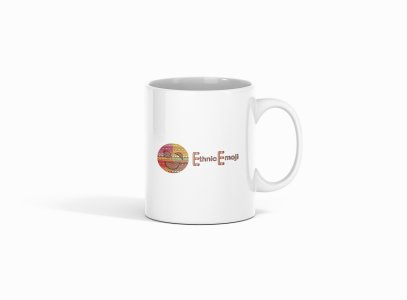 Ethnic Emoji with Patterns - emoji printed ceramic white coffee and tea mugs/ cups for emoji lover people