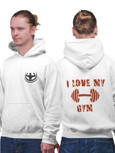 I Love My Gym printed artswear white hoodies for winter casual wear specially for Men