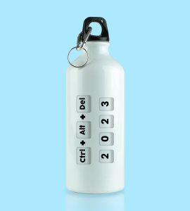 Delete 2023, New Year Printed Aluminium Water Bottle