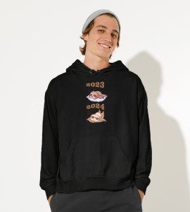 Sleep More,  Black Graphic Printed Hoodies For Mens Boys