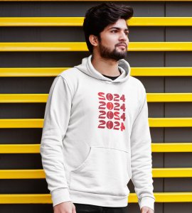 2024 Has Come,  White Men Printed Hoodies For Mens Boys