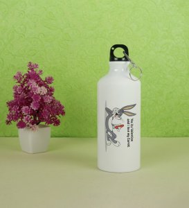 Bunny Loves carrot: Aluminium Sipper Bottle With Holding Hook,  Best Gift For Singles