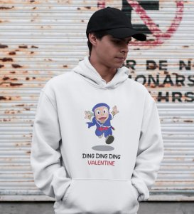 Valentine Ninja: Printed (white) Hoodies For Singles