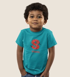 Slippery Snake, Boys Printed Crew Neck Tshirt (Teal)