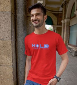 Hold! Wings Red Round Neck Cotton Half Sleeved Men's T-Shirt with Printed Graphics