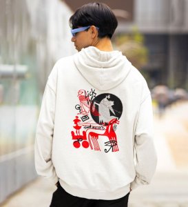 Her Secrets Back Printed White Hoodies for Men