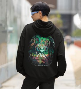 High Spirits and Good Vibes Join the Green Revolution Black Cotton Printed Hoodie For Men