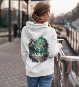 High Spirits and Good Vibes Join the Green Revolution White Cotton Printed Hoodie For Women