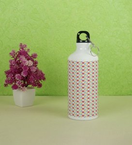 Retro Daisy Motif Pattern Printed Aluminium Water Bottle 600ml