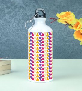 Eye-Catching Multicolored Zigzags and Triangles Pattern Printed Aluminium Water Bottle 600ml