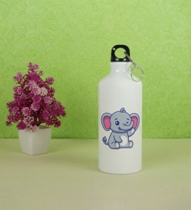 Sweet Sitting Baby Elephant Printed Aluminium Water Bottle 600ml