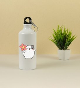 Floral Delight: Hamster Holding Flower Printed Aluminium Water Bottle 600ml