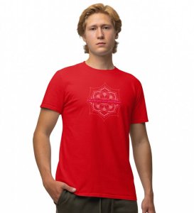 Song Of The Soul Red Round Neck Cotton Half Sleeved Men T-Shirt with Printed Graphics