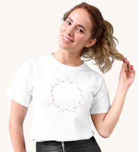 Just Breathe White Round Neck Cotton Half Sleeved Women T-Shirt with Printed Graphics