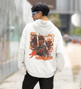 Master of the Open Road  Printed White Hoodie for Men