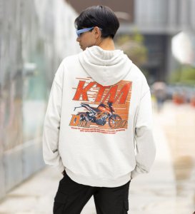 Rule the Road with Unstoppable Power  Printed White Hoodie for Men