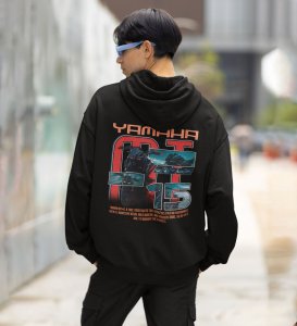 Urban Power Meets Style  Printed Black Hoodie for Men