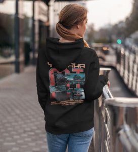 Urban Power Meets Style Printed Black Hoodie for Women