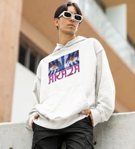 Reflective Eyes Legacy of Power Cotton White Hoodie for Men