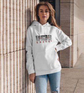 Eyes That Reflect Ultimate Sacrifice Cotton White Hoodie for Women