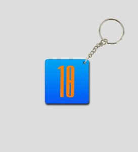 Cool Blue With Bold Number 10 Printed Keychain Pack of 2